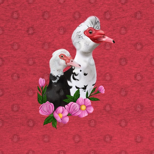 Muscovy duck couple by Jurassic Ink